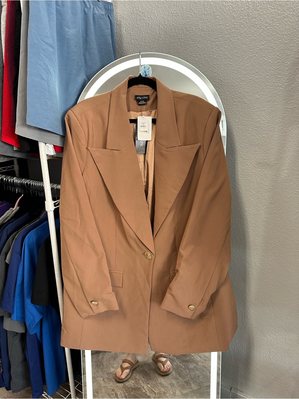 City Chic Camel Single-Button Blazer
